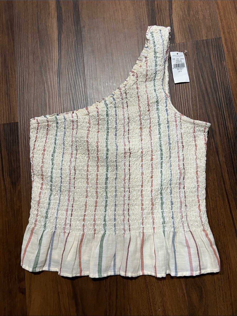 American Eagle One Shoulder Smocked Top